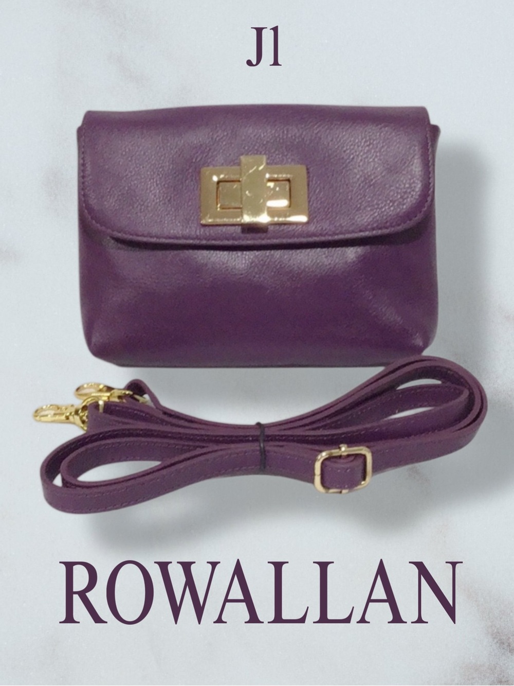 ROWALLAN of Scotland Purple Handmade Leather Crossbody Clutch
